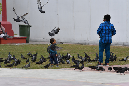 MALE, MALDIVES - MARCH, 4 2017 - People i in island main place before evening pray time in male maldives capital small island townのeditorial素材