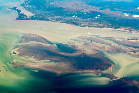 Florida Miami aerial view panorama landscape everglades from airlplaneの写真素材