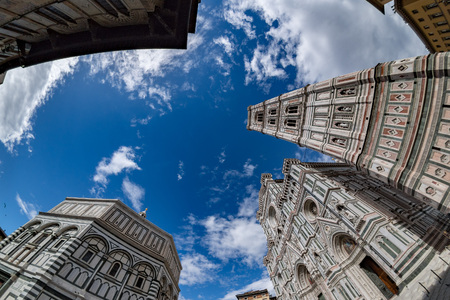 florence dome tower bottom up view fisheye 180 degrees の写真素材