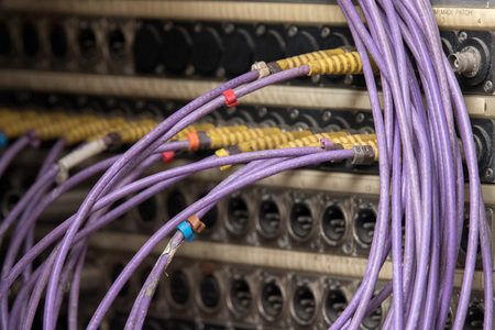 Broadcast live tv cables detail close upの写真素材