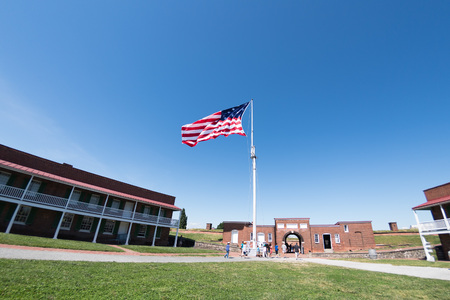 fort mchenry baltimore usa  america flag close upの写真素材