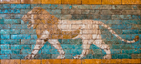 Ancient Babylonia and Assyria sculpture painting from Mesopotamiaのeditorial素材