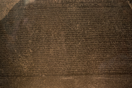 Rosetta stone three languages discovered the key for hyeroghlyphs close up detail