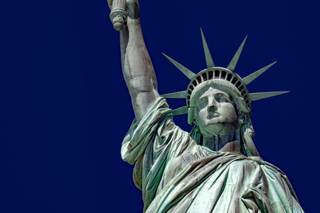 Statue of liberty on deep blue sky backgroundの写真素材