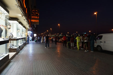 DUBAI, UAE - SEPTEMBER 3 2017 - Gold Souk is located in commercial business district with over 300 retailers and jewellery traders. Approximately 10 tons of gold is present at any given time in the soukのeditorial素材