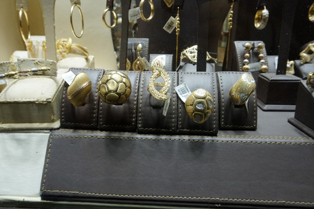 DUBAI, UAE - SEPTEMBER 3 2017 - Gold Souk is located in commercial business district with over 300 retailers and jewellery traders. Approximately 10 tons of gold is present at any given time in the soukのeditorial素材