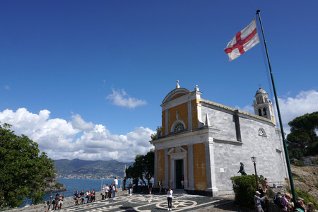 PORTOFINO, ITALY - SEPTEMBER 19 2017 - Vip and tourist in pictoresque village, Portofino is a place known for international tourism and the jet-set lifestyle.のeditorial素材
