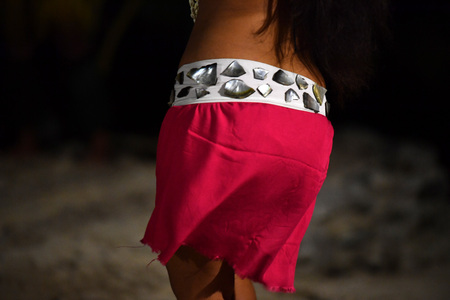 Polynesia dance hula move effect at nightの写真素材