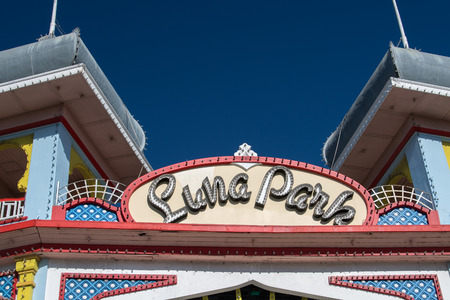 MELBOURNE, AUSTRALIA - AUGUST 16 2017 - Melbourne's Luna Park is a historic amusement park opened on 13 December 1912のeditorial素材