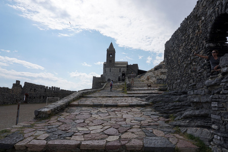 PORTOVENERE, ITALY - SEPTEMBER 24 2017 - In Liguria one of the most beautiful places on the west coast of Italy and  UNESCO Heritage Site.のeditorial素材