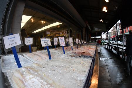 PHILADELPHIA, USA - APRIL 24 2017 - philadelphia little italy district with shops and restaurants serving well famous philly steakのeditorial素材