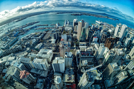 Auckland New Zealand aerial view panorama landscapeの写真素材