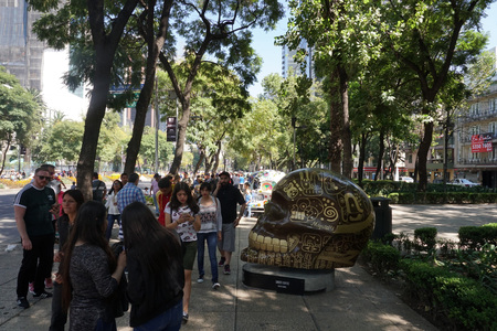 MEXICO CITY, MEXICO - NOVEMBER 5 2017 - Day of  the dead  Spanish Dia de Muertos is a multy day holiday celebrated throughout in Mexico and  United States. Mexican pray for friends and family members.のeditorial素材