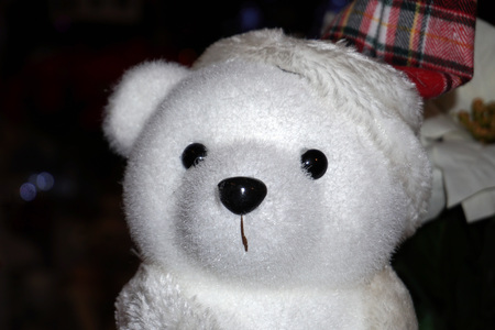 Santa claus xmas ornaments and decorations at traditional street marketの写真素材