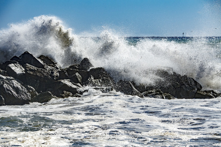 Big waves of Sea Storm and tempest on the coast