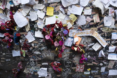 VERONA, ITALY -  DECEMBER 7 2017 - Tourist visiting romeo and juliet house famous balcony and love symbolのeditorial素材