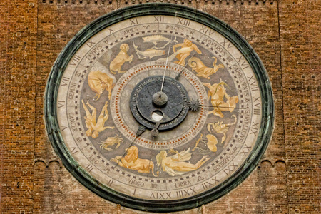 Cremona gothic dome cathedral calendar on tower the highest in europeの写真素材