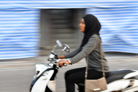 MALE, MALDIVES - FEBRUARY 17 2018 - People in the street before evening pray time in male maldives capital small island town heavy traffic jamのeditorial素材