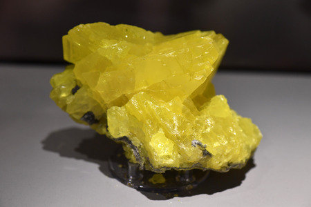 yellow Sulfur on rock macroの写真素材