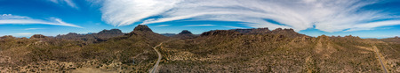 Loreto coast aerial panorama Baja California Sur Rocks desert landscape view with drone