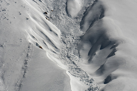 Avalanche snow slide mountain panorama landscape in dolomitesの写真素材
