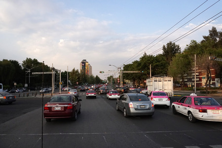 MEXICO CITY, MEXICO - MARCH 18 2018 - Mexican metropolis with more than 25 milions of inhabitants mexico city street are every day a traffic jamのeditorial素材