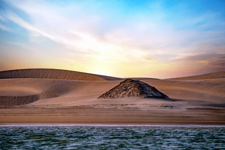 desert sand dunes panorama landscapeの写真素材