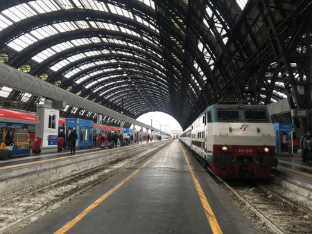 MILAN, ITALY - APRIL 9 2018 - Milan Central railway station built in 1931 complitely renewed. the station has 24 tracks with daily average of  320,000 passengersのeditorial素材