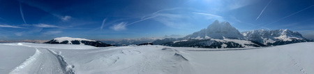 dolomites panorama landscape view in winter time