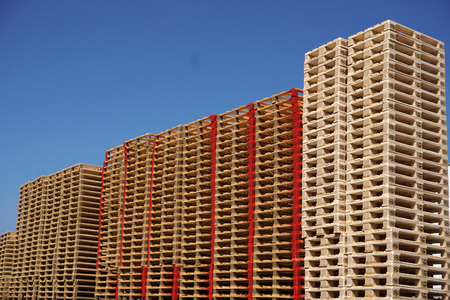 Wood Pallets stacks detail viewの写真素材