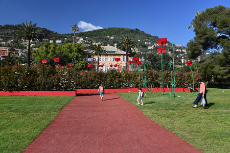 GENOA, ITALY - APRIL 27 2017 -  Euroflora in Nervi parks: is the most important among the European floralies 86 thousand square meters and 5 kilometers of paths between gardens and historic villas overlooking the seaのeditorial素材