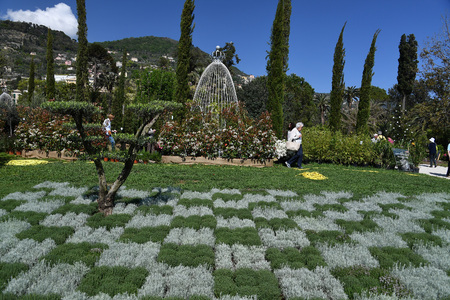 GENOA, ITALY - APRIL 27 2017 -  Euroflora in Nervi parks: is the most important among the European floralies 86 thousand square meters and 5 kilometers of paths between gardens and historic villas overlooking the seaのeditorial素材