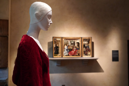 NEW YORK, USA - MAY 27 2018 - Heavenly Bodies: Fashion and the Catholic Imagination at Met museum features a dialogue between fashion and medieval artのeditorial素材