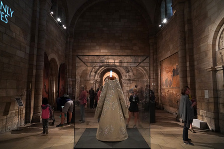 NEW YORK, USA - MAY 27 2018 - Heavenly Bodies: Fashion and the Catholic Imagination at Met museum features a dialogue between fashion and medieval artのeditorial素材