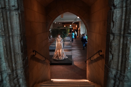 NEW YORK, USA - MAY 27 2018 - Heavenly Bodies: Fashion and the Catholic Imagination at Met museum features a dialogue between fashion and medieval artのeditorial素材