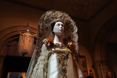 NEW YORK, USA - MAY 27 2018 - Heavenly Bodies: Fashion and the Catholic Imagination at Met museum features a dialogue between fashion and medieval artのeditorial素材