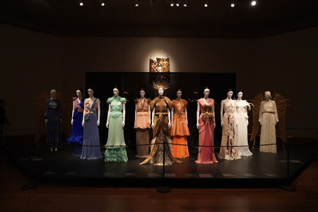 NEW YORK, USA - MAY 27 2018 - Heavenly Bodies: Fashion and the Catholic Imagination at Met museum features a dialogue between fashion and medieval artのeditorial素材