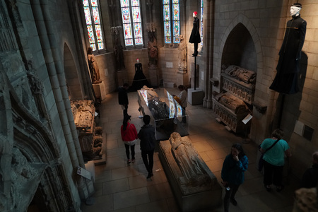 NEW YORK, USA - MAY 27 2018 - Heavenly Bodies: Fashion and the Catholic Imagination at Met museum features a dialogue between fashion and medieval artのeditorial素材