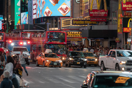 NEW YORK, USA - MAY 25 2018 - Times Square is a major commercial intersection, tourist destination,...
