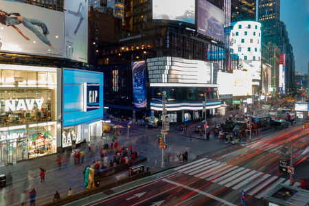 NEW YORK, USA - MAY 25 2018 - Times Square is a major commercial intersection, tourist destination, entertainment center and neighborhood in the Midtown Manhattanのeditorial素材