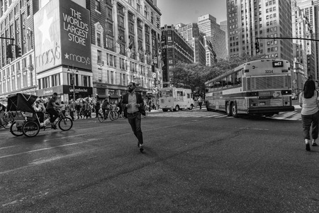 NEW YORK, USA - MAY 25 2018 - Broadway to Times Square is a major commercial intersection, tourist...