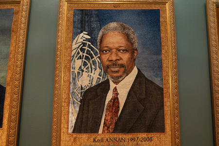 NEW YORK, USA - MAY 25 2018 - United Nations past president hall with visitors open to visitorsのeditorial素材