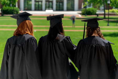 graduation day at usa university hat detailの写真素材