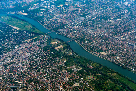 Seine river paris region aerial view landscapeの写真素材