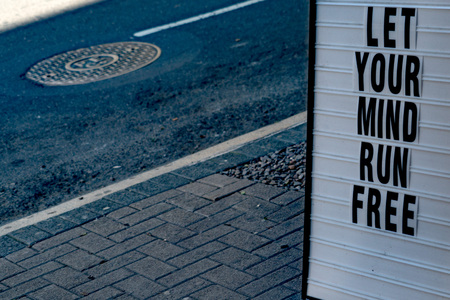 let your mind run free sign detailの写真素材
