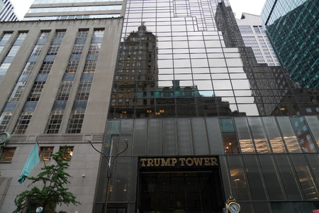 NEW YORK, USA - MAY 27  2018 - people at Trump Tower new city landmark after Donald Trump was elected new america presidentのeditorial素材