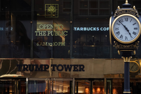 NEW YORK, USA - MAY 27  2018 - people at Trump Tower new city landmark after Donald Trump was...