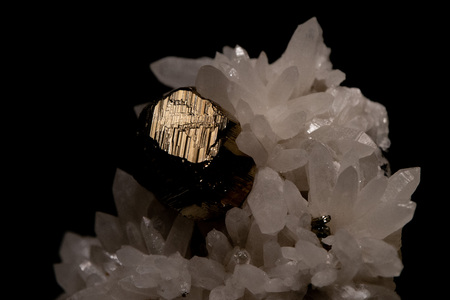 pirite shining rock looks like gold macroの写真素材