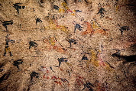 little big horn battle cheyenne painting on buffalo skin of 1876の写真素材