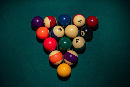 Pool billiard old eight balls table  isolated